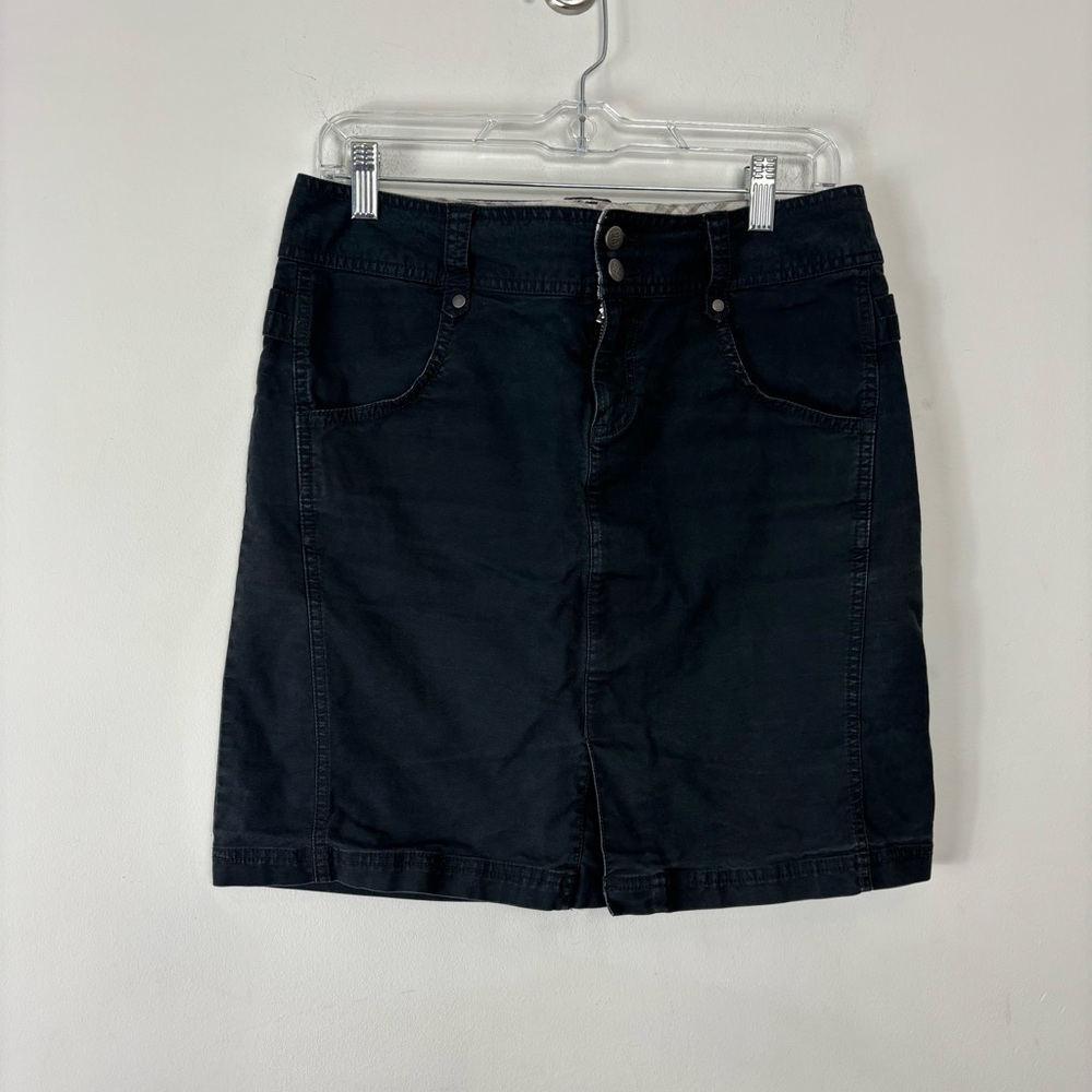 Columbia Long Line Skirt Womens 8 Black Denim Feel Casual Outdoor Gorpcore